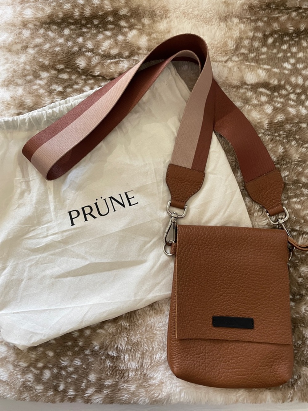 Prune Brown Crossbody Bag with Two-Tone Strap